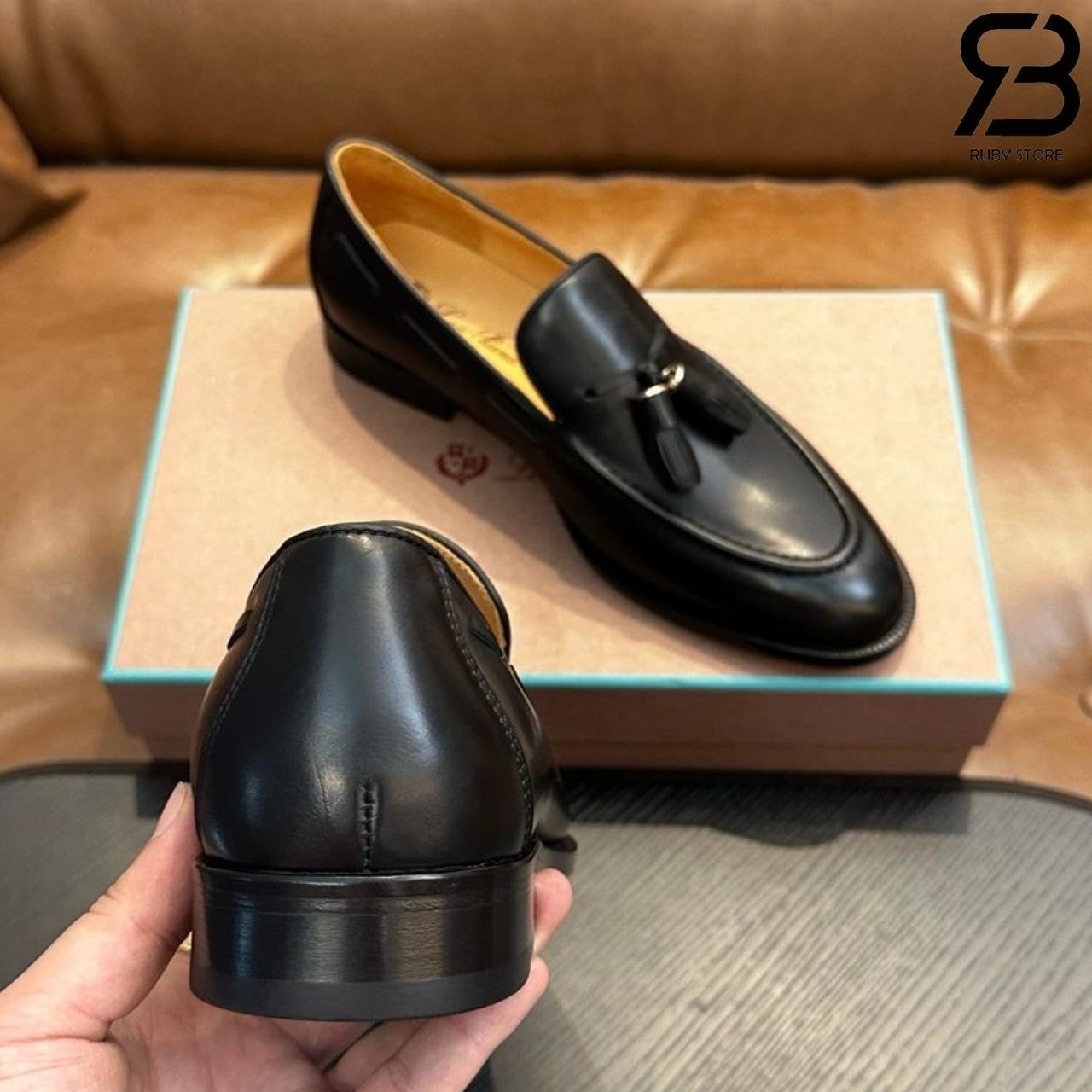 Giày Loro Piana Serge Walk Loafer Black Calfskin Màu Đen Best Da Ý