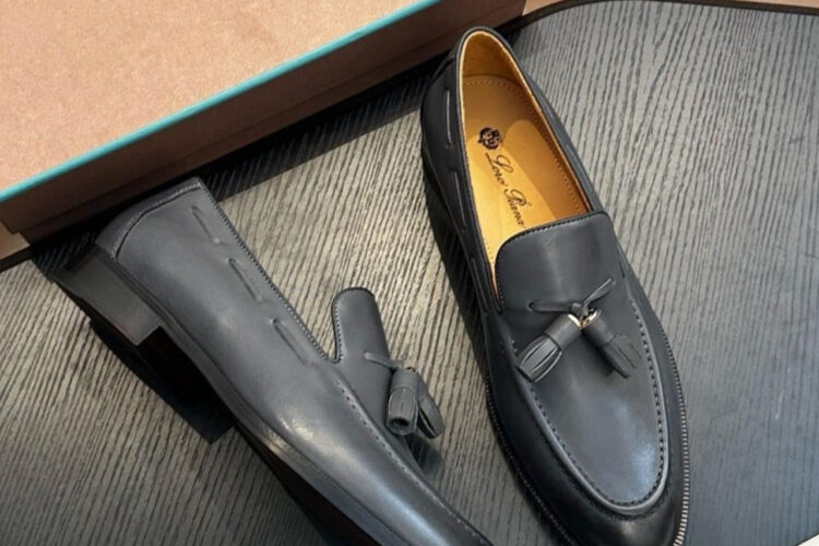 Giày Loro Piana Serge Walk Loafer Calfskin Màu Xanh Than Best Da Ý