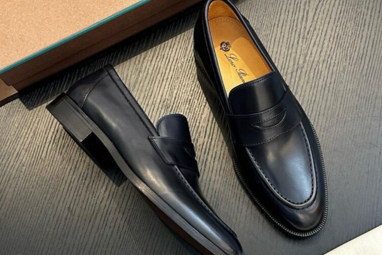 Giày Loro Piana Sergio Loafer Blue Navy Calfskin Xanh Navy