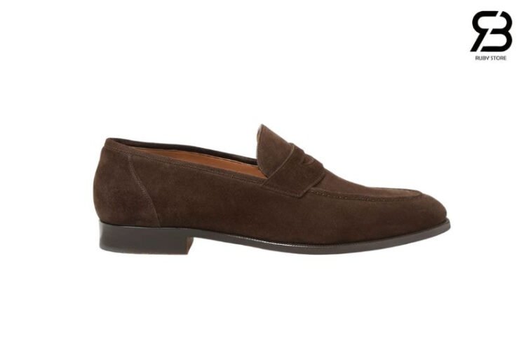Giày Loro Piana Sergio Loafer Chocolate Suede Nâu Da Ý