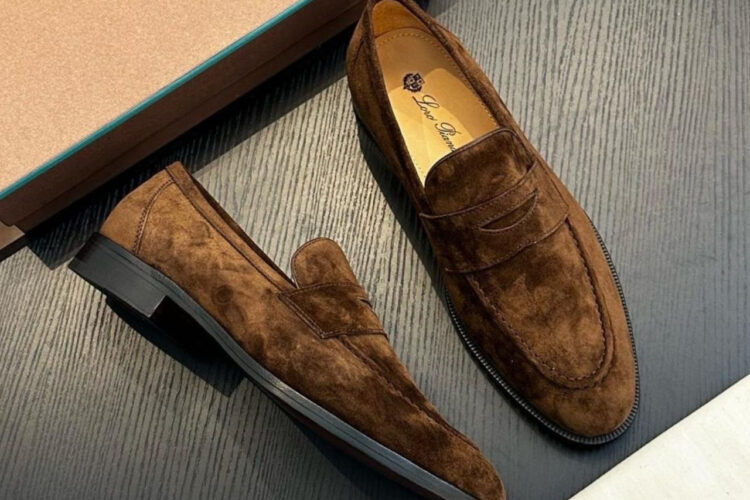 Giày Loro Piana Sergio Loafer Chocolate Suede Nâu Da Ý