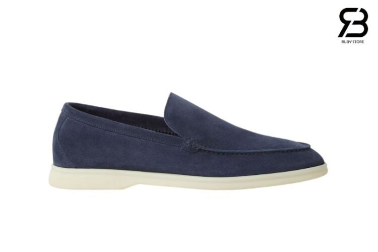 Giày Loro Piana Summer Walk Dark Deep Sea Suede Xanh Dương Đậm