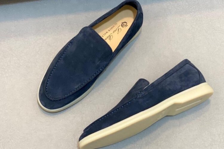 Giày Loro Piana Summer Walk Dark Deep Sea Suede Xanh Dương Đậm