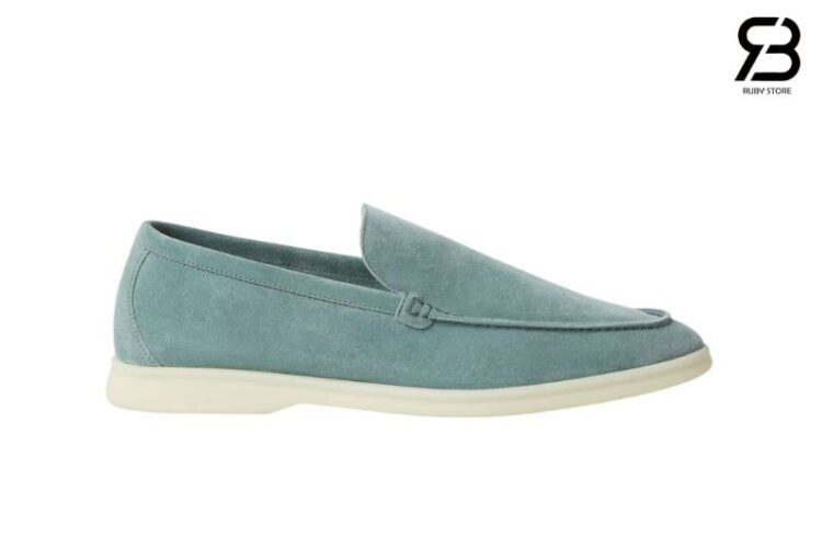 Giày Loro Piana Summer Walk Pine Cloud Suede Màu Xanh