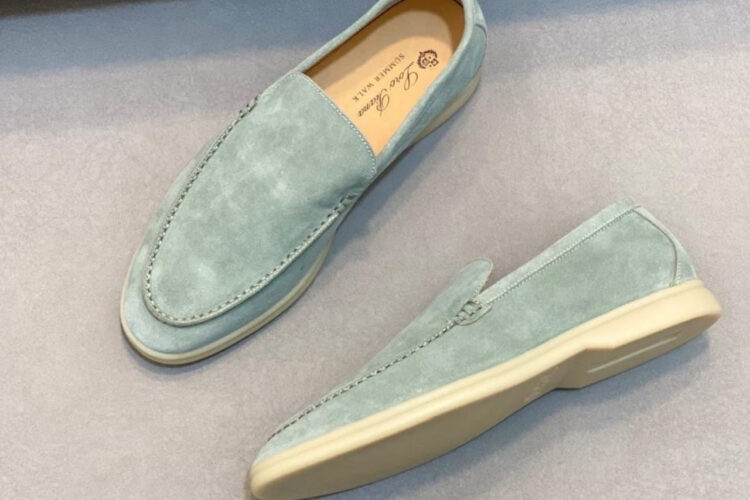 Giày Loro Piana Summer Walk Pine Cloud Suede Màu Xanh
