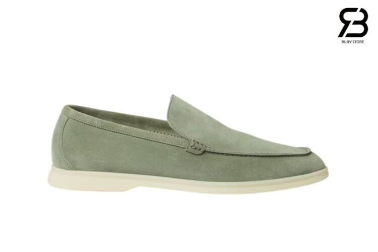 Giày Loro Piana Summer Walk Shamrock Suede Xanh Mint