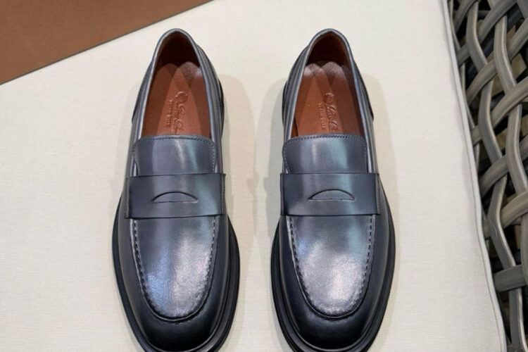 Giày Loro Piana Travis Loafers Calfskin Màu Xám Than Best da Ý