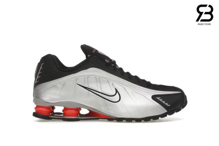 Giày Nike Shox R4 Black Metallic Silver Đen Bạc Đỏ