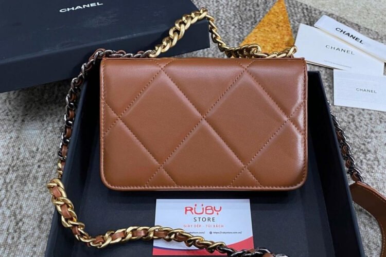 Túi CN 19 Woc Wallet On Chain Caramel Brown Lambskin Nâu