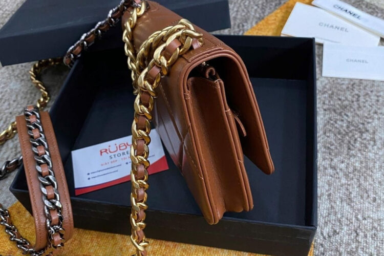 Túi CN 19 Woc Wallet On Chain Caramel Brown Lambskin Nâu