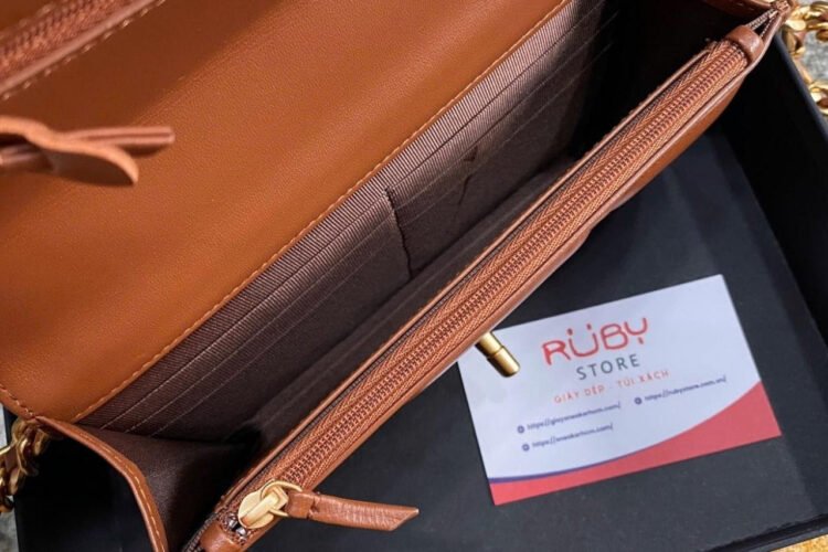Túi CN 19 Woc Wallet On Chain Caramel Brown Lambskin Nâu