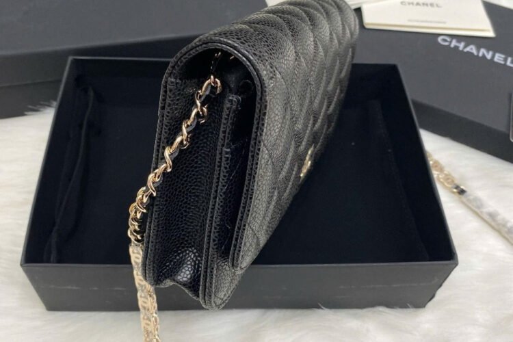 Túi CN Classic Woc Wallet On Chain Black Shoulder Caviar Màu Đen