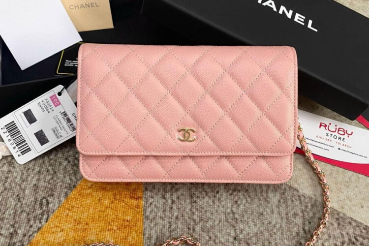 Túi CN Classic Woc Wallet on Chain Pink Caviar GHW Hồng Best Deal