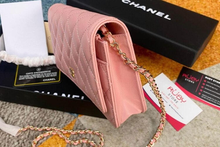 Túi CN Classic Woc Wallet on Chain Pink Caviar GHW Hồng Best Deal