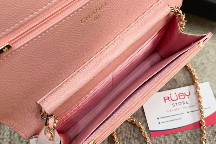 Túi CN Classic Woc Wallet on Chain Pink Caviar GHW Hồng Best Deal