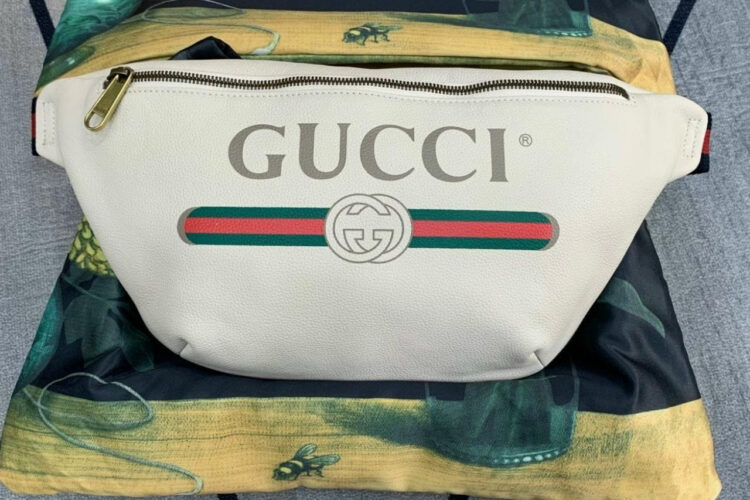 Túi Gucci Coco Capitan Logo Print Belt Bag White 28CM Trắng Logo Ngang