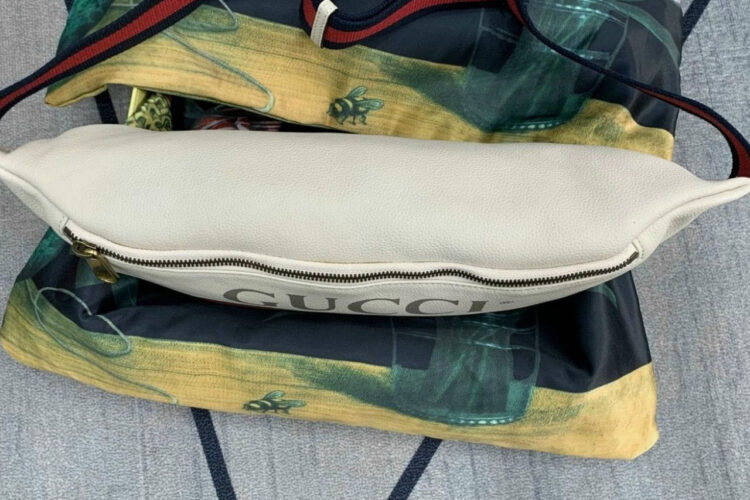 Túi Gucci Coco Capitan Logo Print Belt Bag White 28CM Trắng Logo Ngang