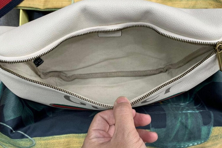 Túi Gucci Coco Capitan Logo Print Belt Bag White 28CM Trắng Logo Ngang