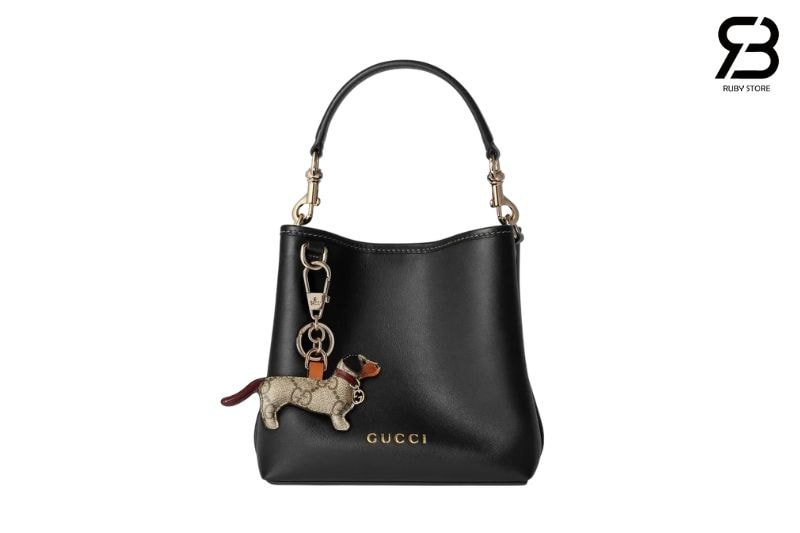 Túi Gucci GG Emblem Small Bucket Bag Black Màu Đen Best Da Ý