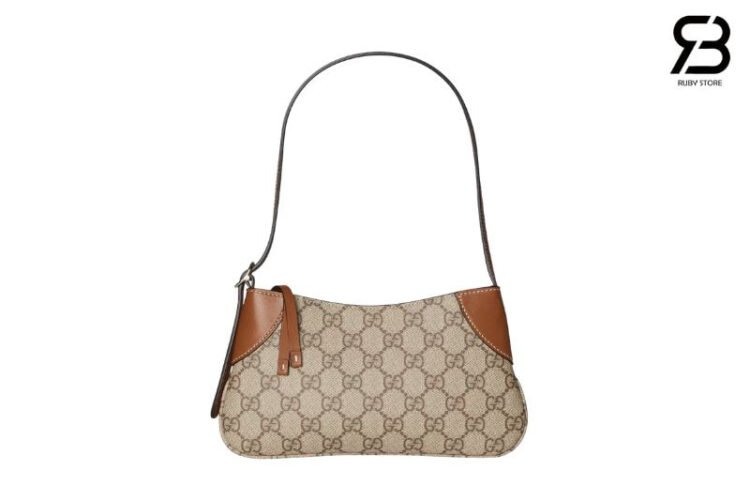 Túi Gucci GG Emblem Small Shoulder Bag Beige Brown Be Nâu