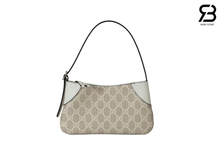 Túi Gucci GG Emblem Small Shoulder Bag Cream White Kem Trắng
