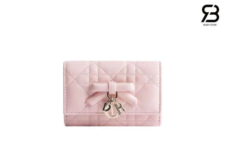 Ví Lady Dior Glycine Wallet Soupir Pink Cannage Lambskin Hồng