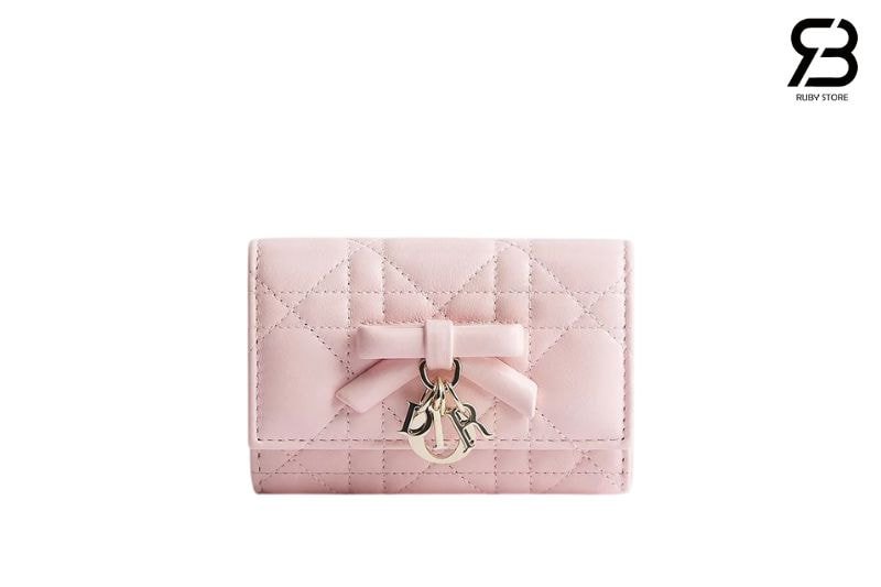 Ví Lady Dior Glycine Wallet Soupir Pink Cannage Lambskin Hồng