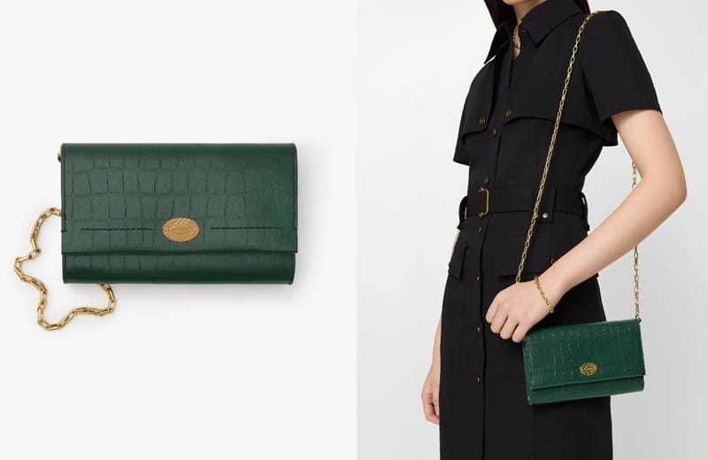 túi burberry mini Cotswolds Chain Strap Wallet Ivy Green