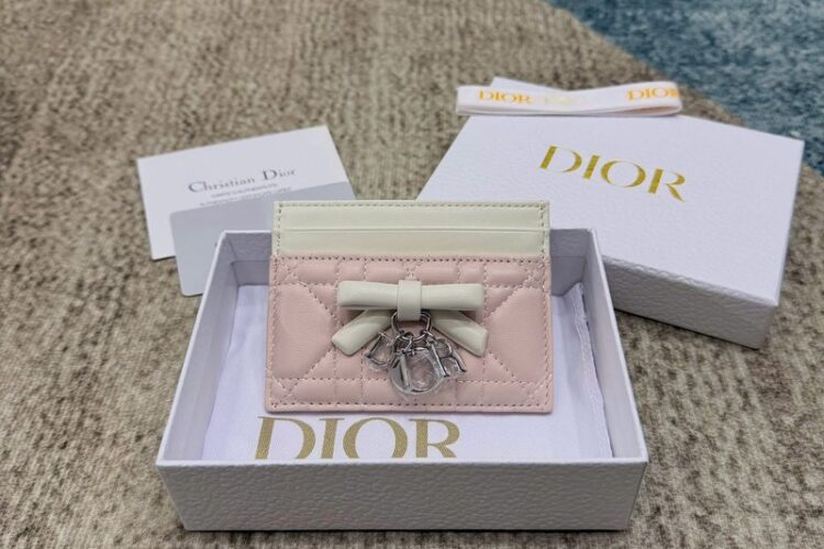 Ví Lady Dior Freesia Card Holder Pink Cream Cannage Lambskin Hồng Kem Best Quality