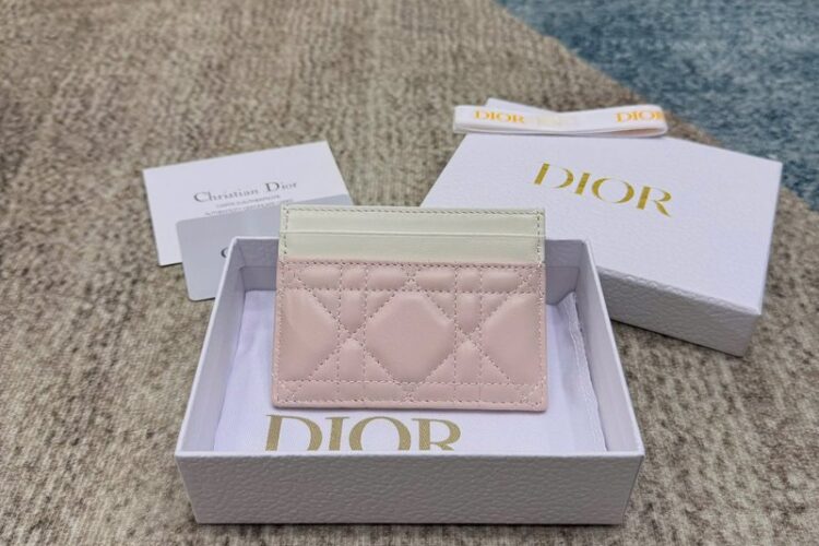 Ví Lady Dior Freesia Card Holder Pink Cream Cannage Lambskin Hồng Kem Best Quality