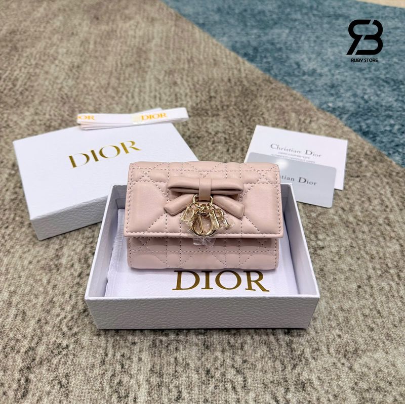 Ví Lady Dior Glycine Wallet Soupir Pink Cannage Lambskin Hồng Best Quality