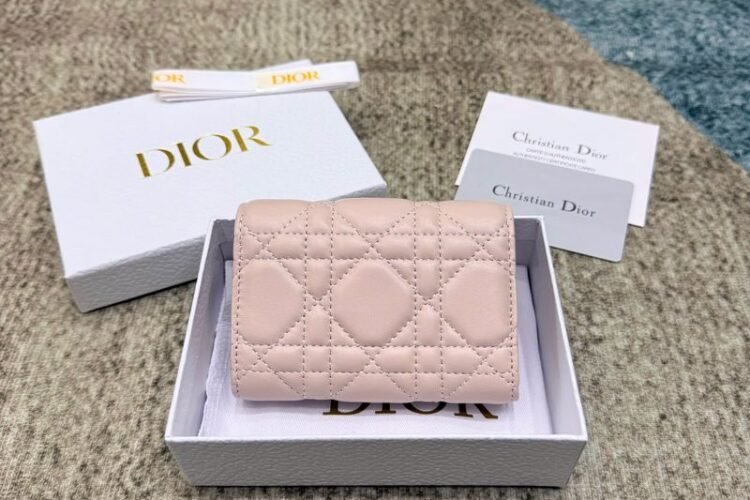 Ví Lady Dior Glycine Wallet Soupir Pink Cannage Lambskin Hồng Best Quality