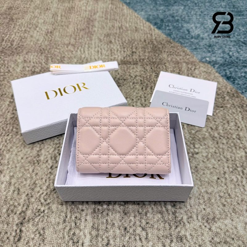 Ví Lady Dior Glycine Wallet Soupir Pink Cannage Lambskin Hồng Best Quality