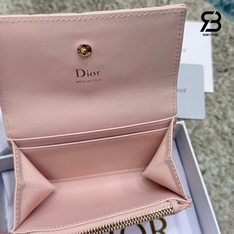 Ví Lady Dior Glycine Wallet Soupir Pink Cannage Lambskin Hồng Best Quality