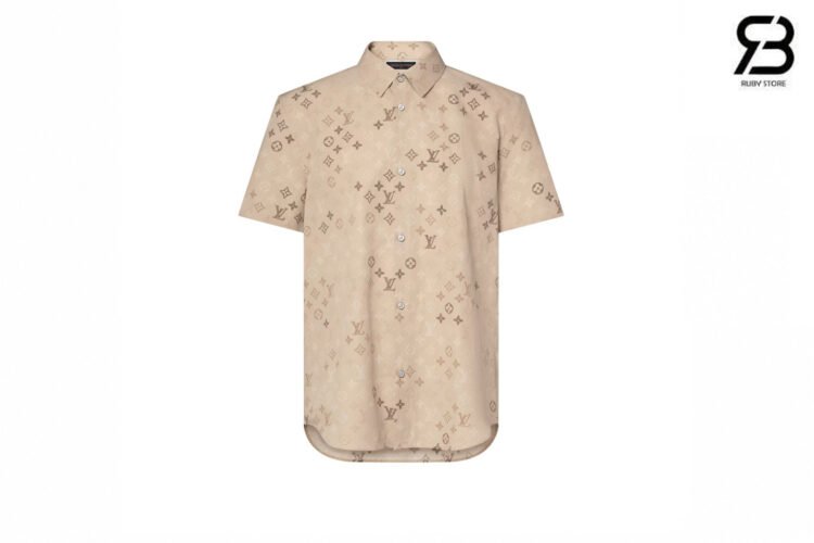 Áo Sơ Mi LV Monogram Short-Sleeved Shirt Beige 1AK77Y chất lượng cao
