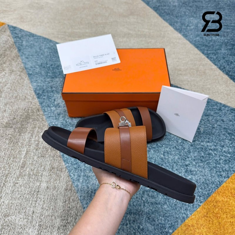 Dép Hermes Jackson Sandal Gold Epsom SHW Best Pháp