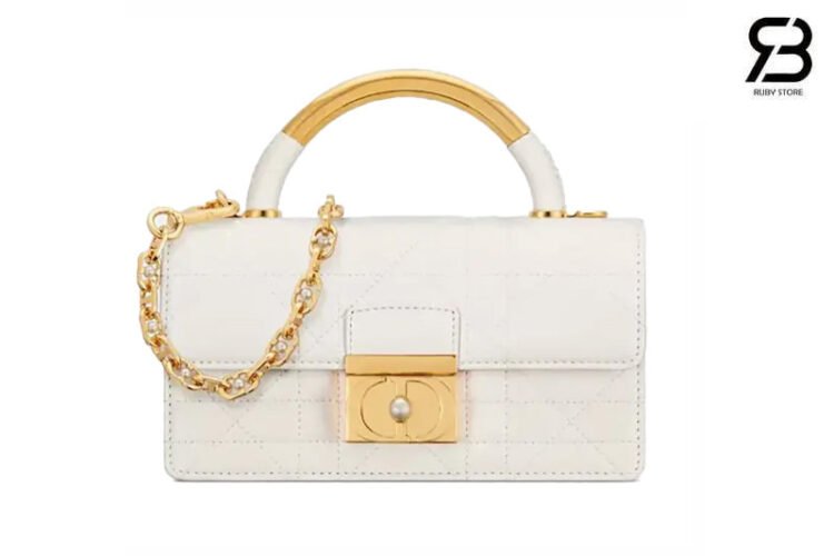 Túi Dior Mini Ange Bag White Macrocannage Lambskin Trắng S26 Best Sale - thiết kế sang trọng