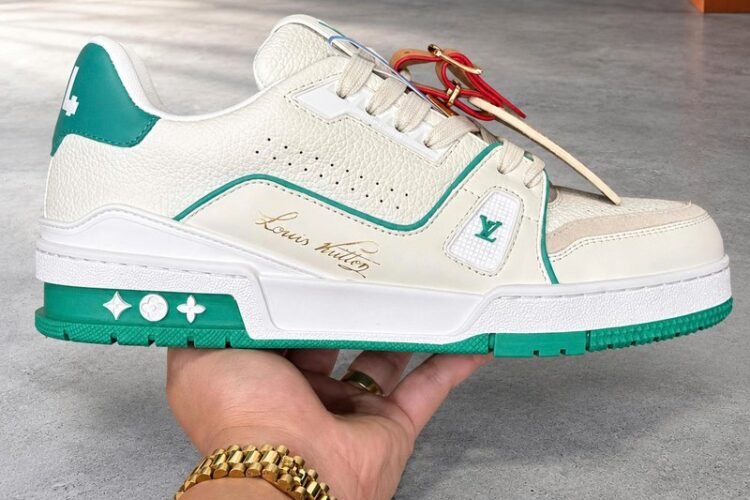 Giày LV Trainer Sneaker Blue #54 Signature 1AKRDW Trắng Xanh Best Quality