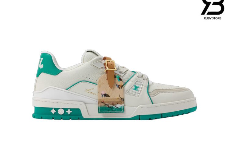 Giày LV Trainer Sneaker Blue #54 Signature 1AKRDW Trắng Xanh chính hãng, chất lượng cao