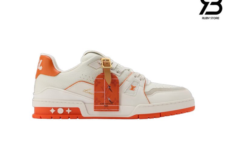 Giày LV Trainer Sneaker Orange #54 Signature 1AKRBO Trắng Cam Best Quality