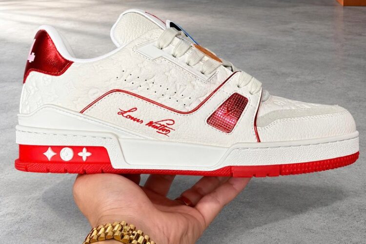 Giày LV Trainer Sneaker Red #54 Signature 1AKCLE Trắng Đỏ Best Quality