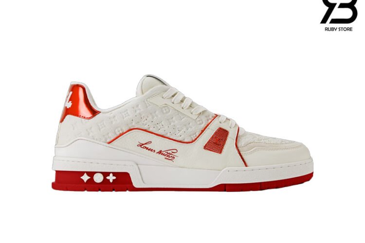 Giày LV Trainer Sneaker Red #54 Signature 1AKCLE Trắng Đỏ chất lượng tốt nhất