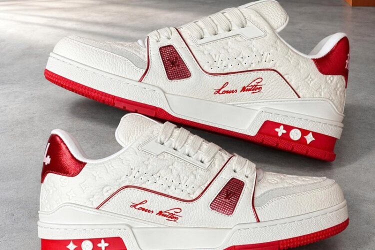 Giày LV Trainer Sneaker Red #54 Signature 1AKCLE Trắng Đỏ Best Quality