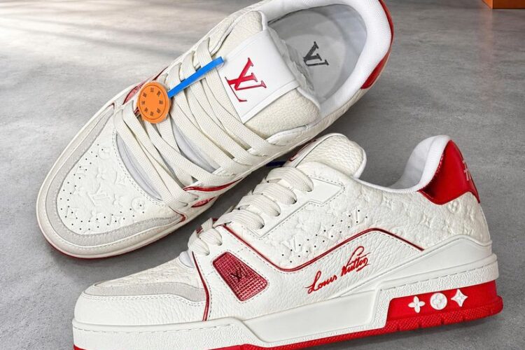 Giày LV Trainer Sneaker Red #54 Signature 1AKCLE Trắng Đỏ Best Quality