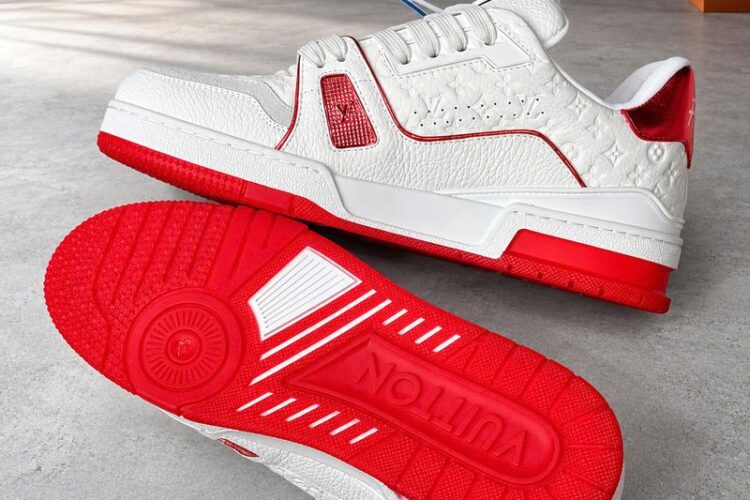 Giày LV Trainer Sneaker Red #54 Signature 1AKCLE Trắng Đỏ Best Quality